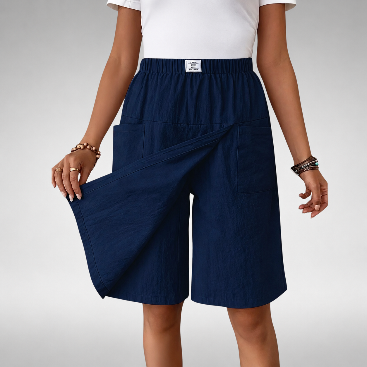 Anne High-Waist Comfort Shorts - Navy Blue