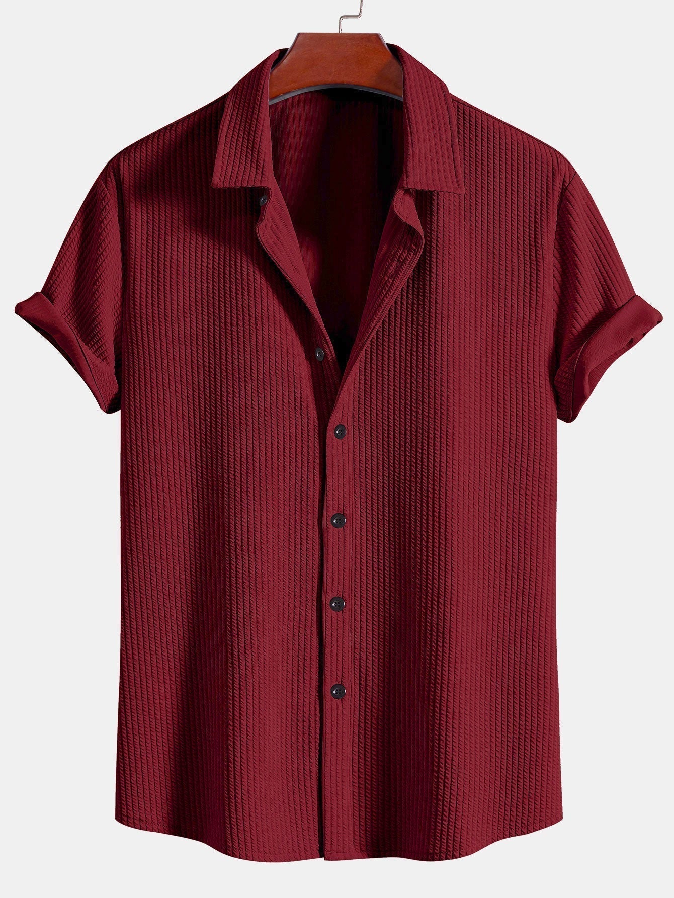 Muscle Ribbed Button-Up Shirt