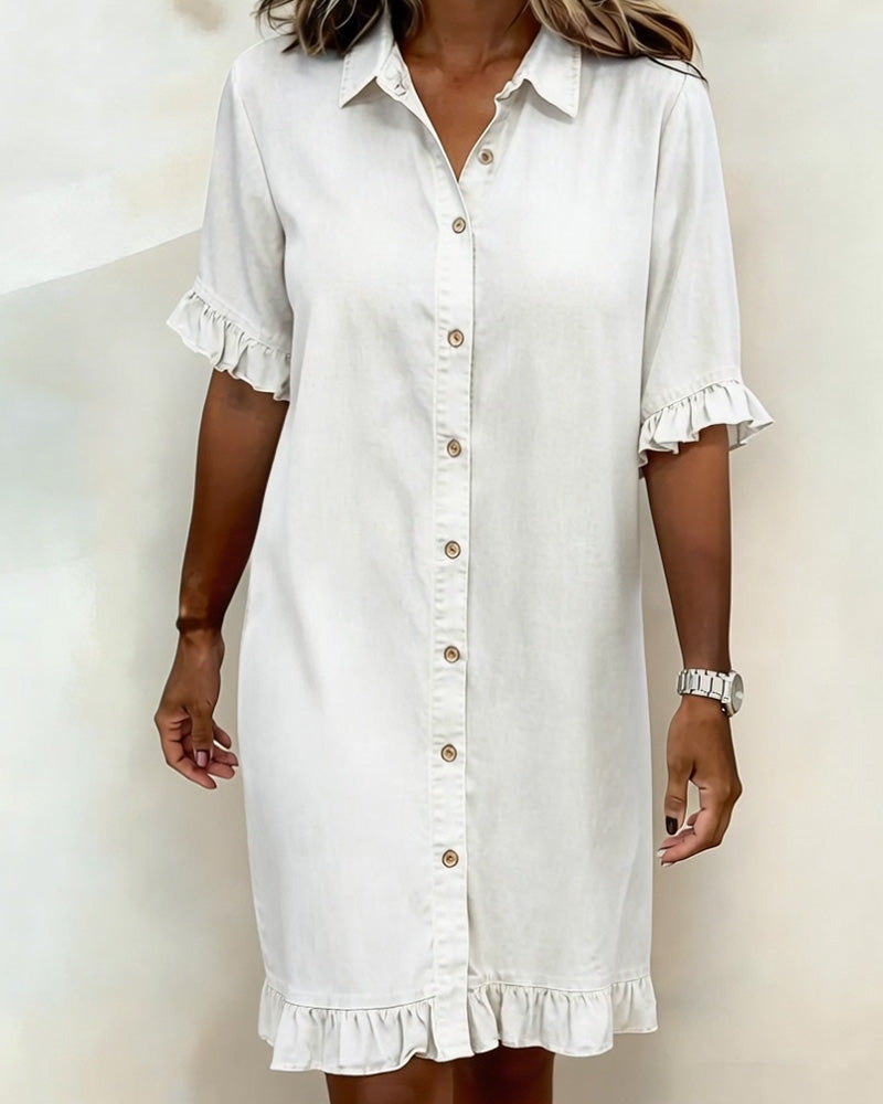Aveline | Comfortable Denim Dress with Flattering Pleats