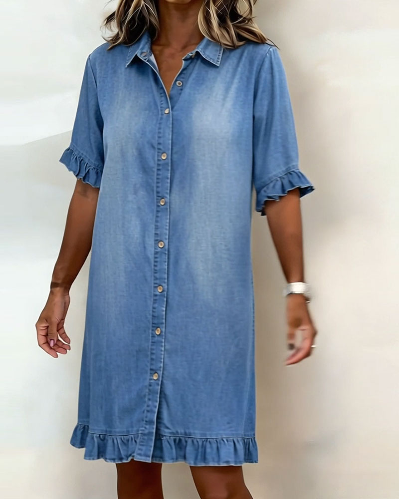 Aveline | Comfortable Denim Dress with Flattering Pleats