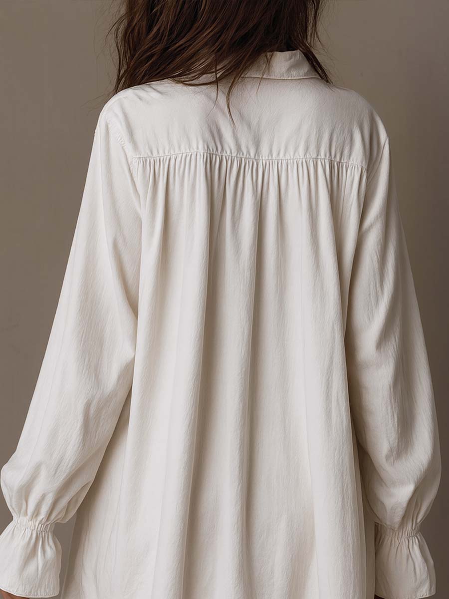 Retro Lace Irregular Hem Long Sleeve Mini Dress