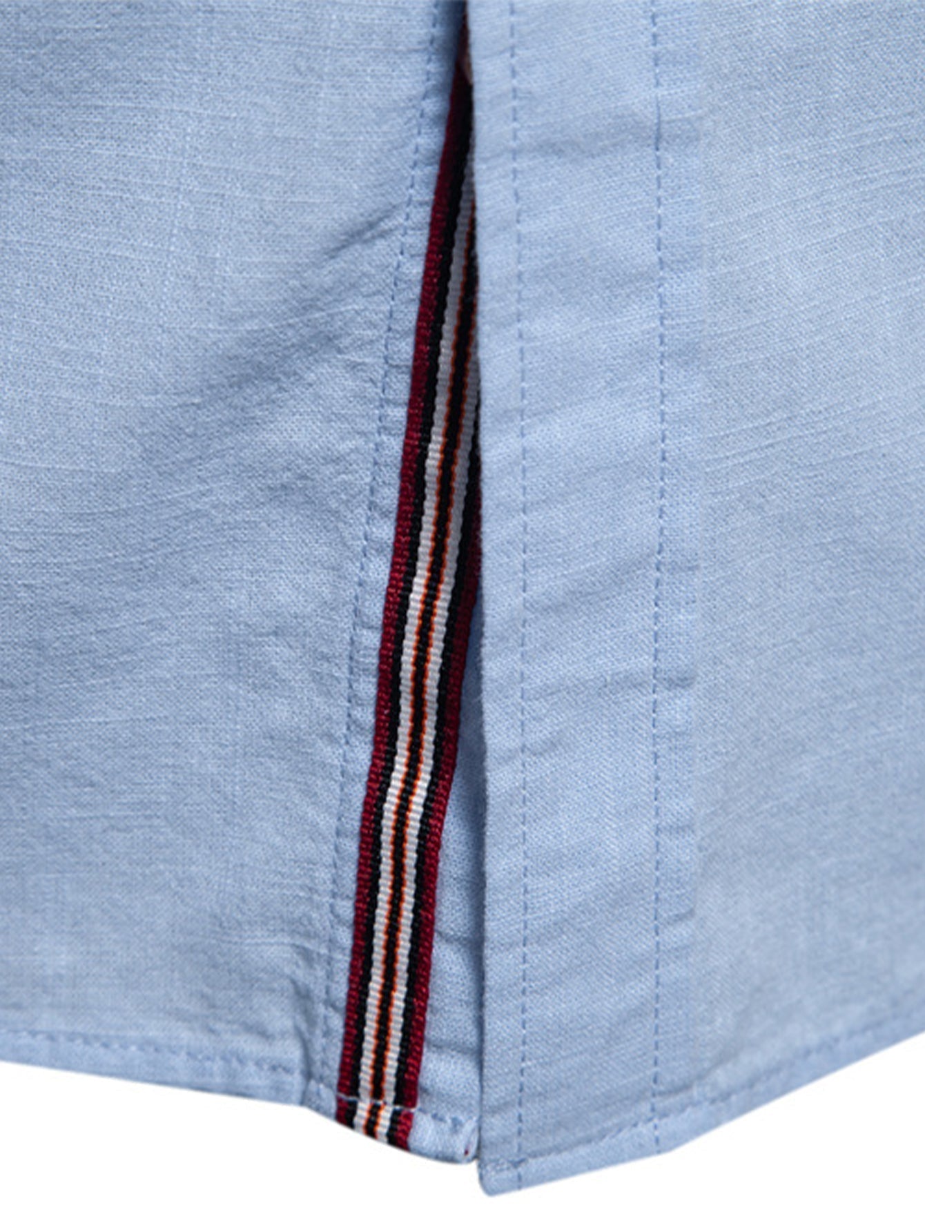 High-neck linen effect long-sleeve shirt