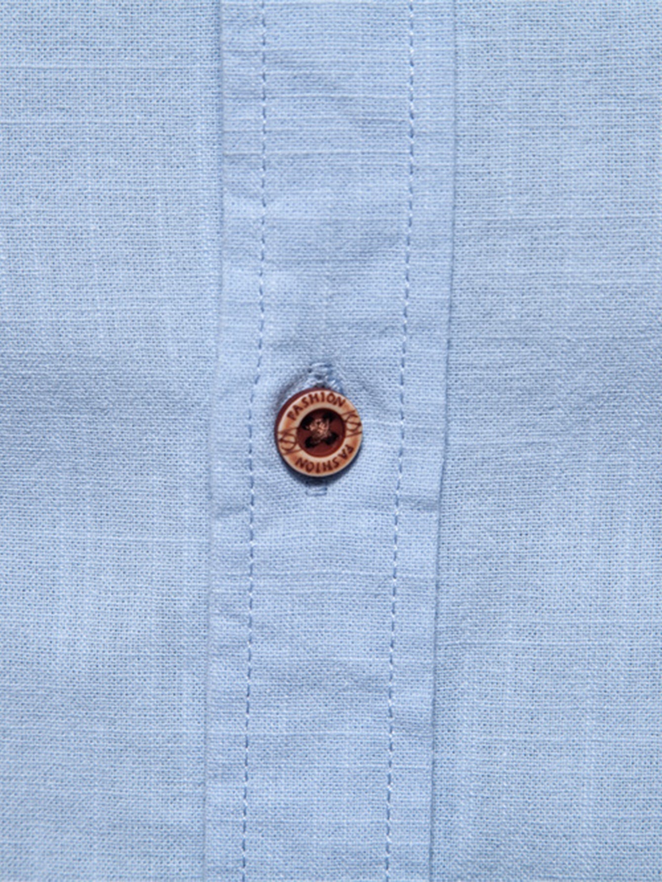 High-neck linen effect long-sleeve shirt