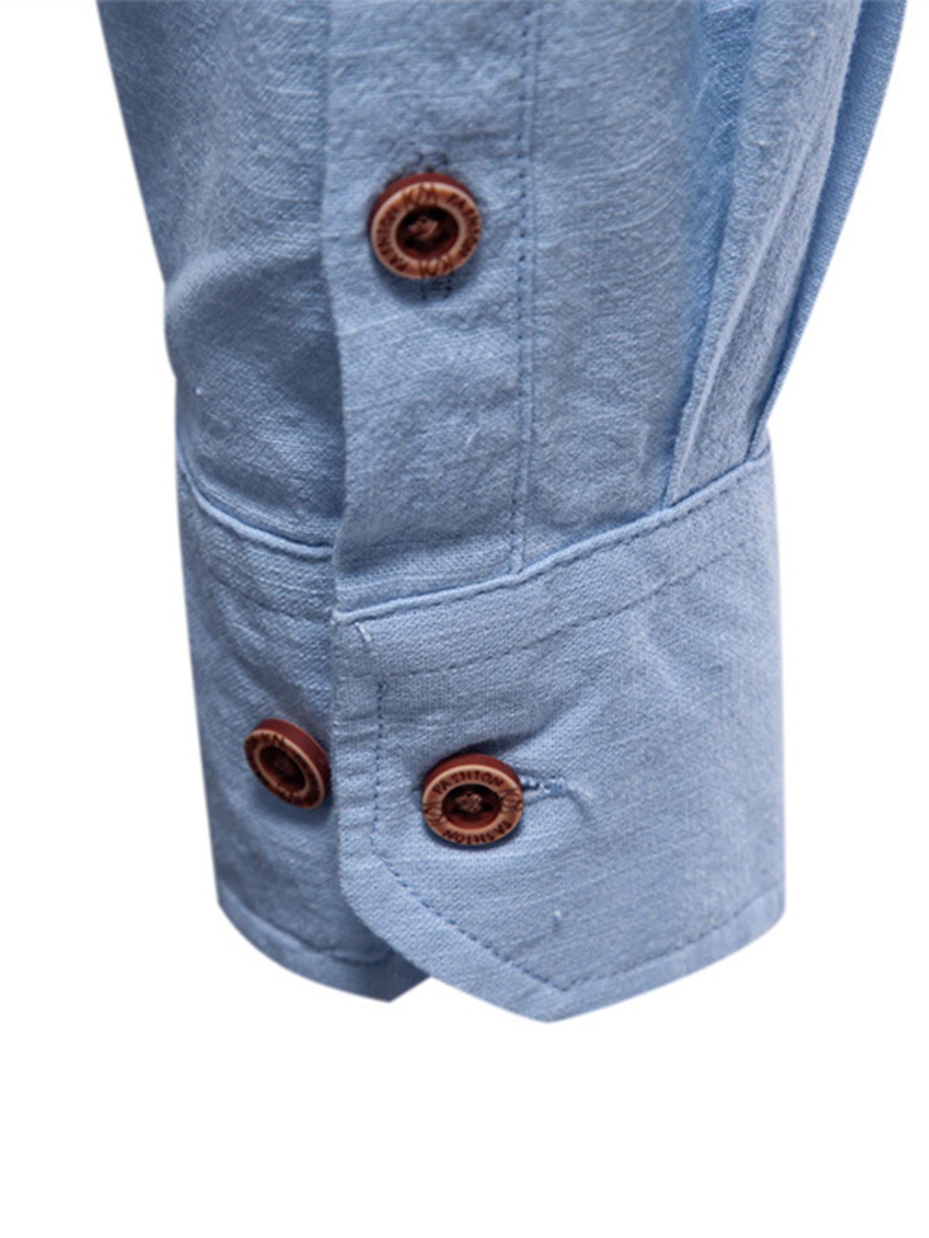 High-neck linen effect long-sleeve shirt
