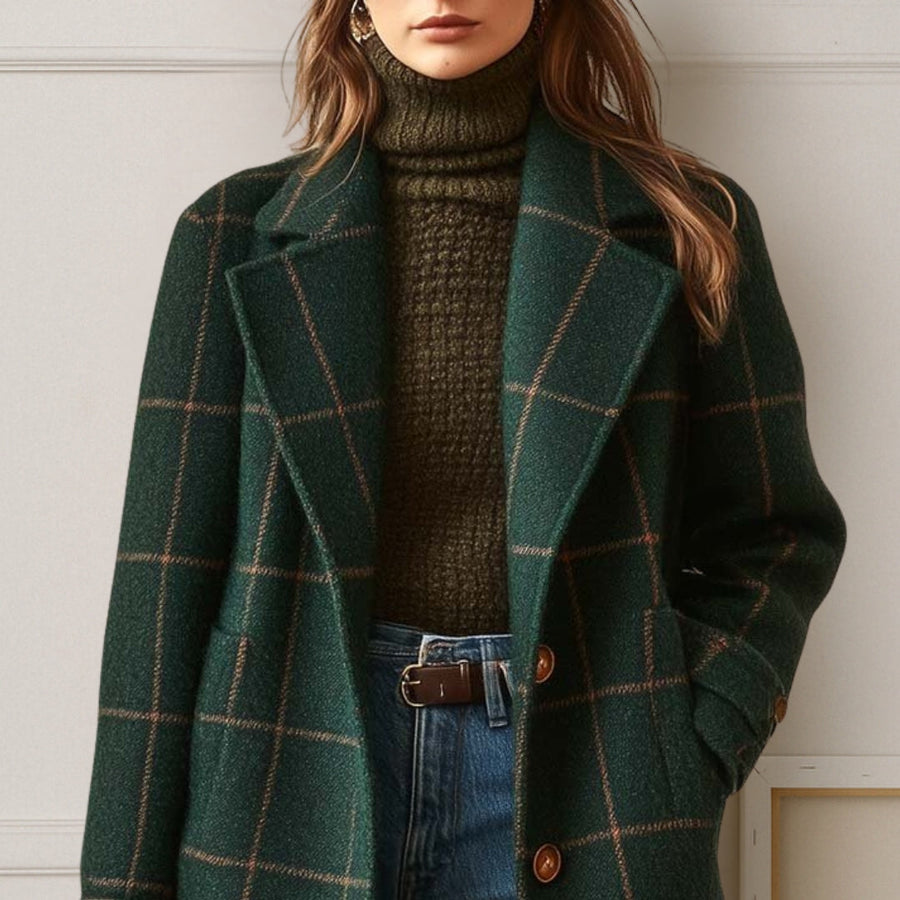 Lana™ | Long Tweed Plaid Coat