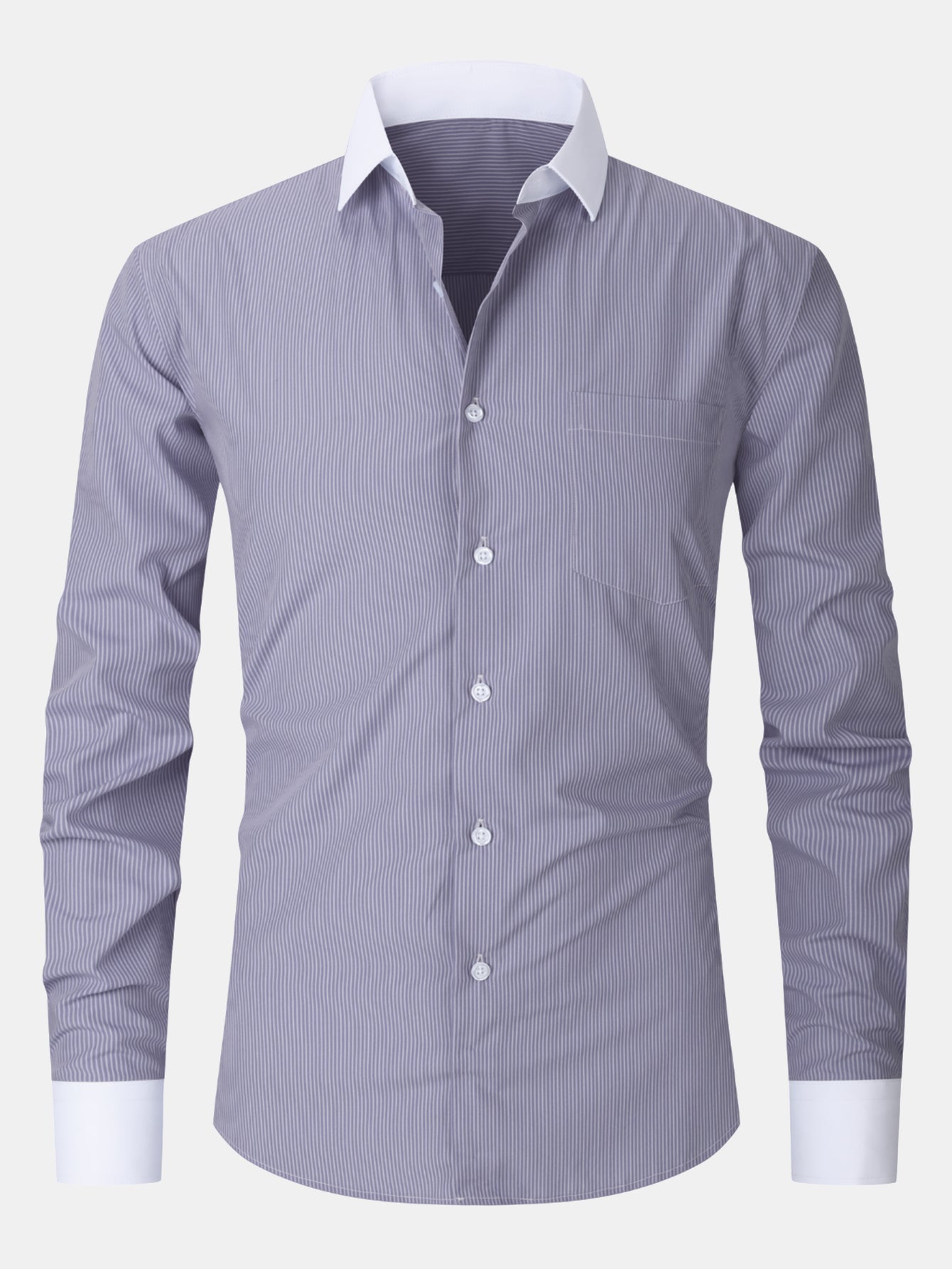 Dress Shirt with Striped Contrast Collar