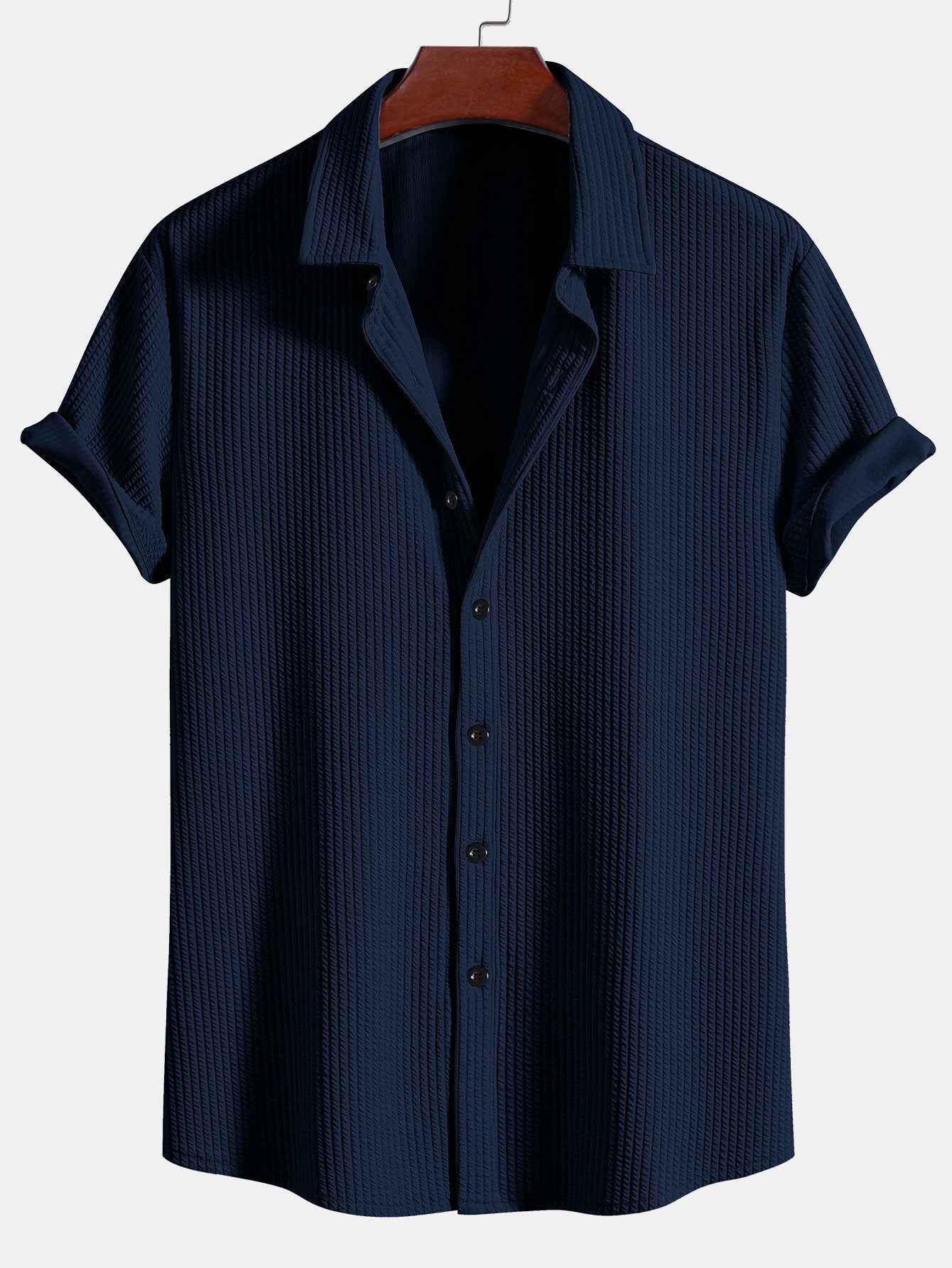 Muscle Ribbed Button-Up Shirt