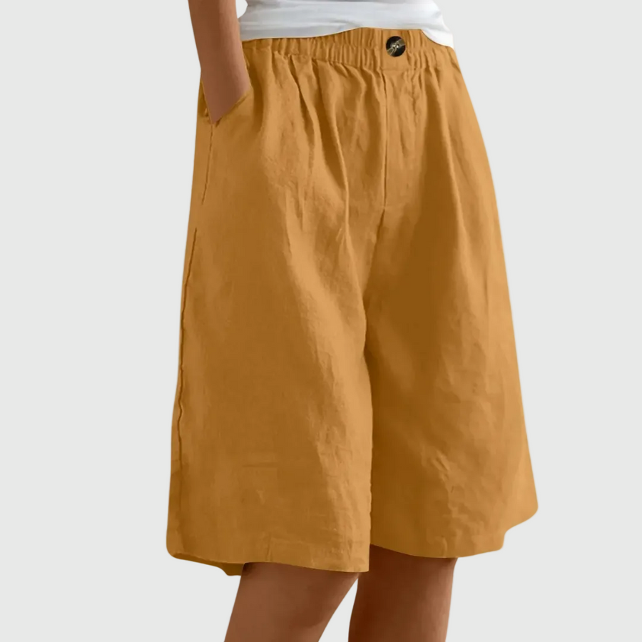 Marie Wide-Leg Elastic Waist Shorts – Yellow