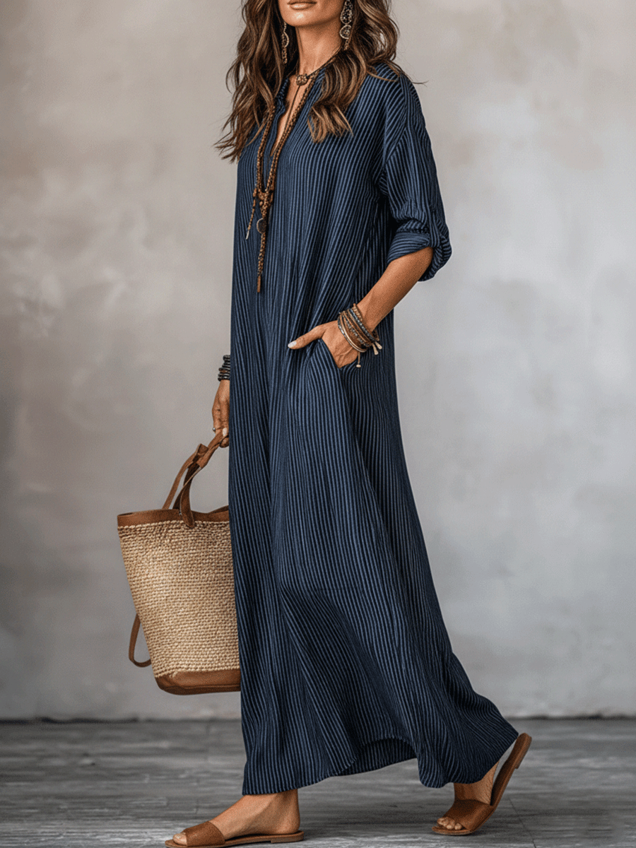 Nomadic Indigo Loose-Fit Maxi Dress