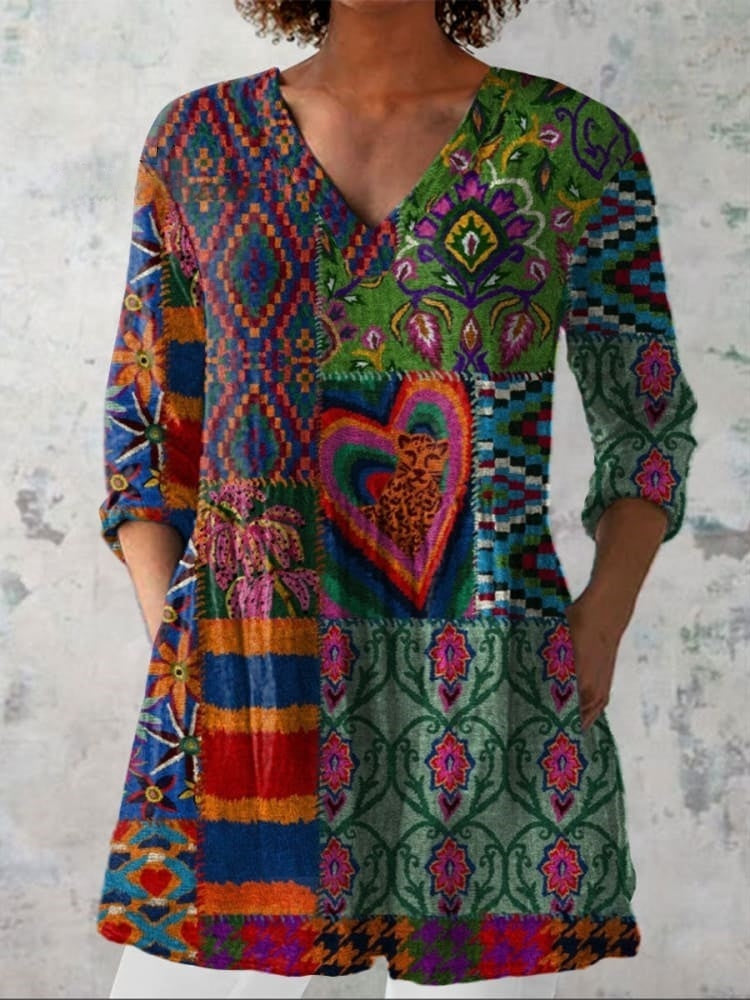Guardbridge | Boho Floral V-Neck Shirt