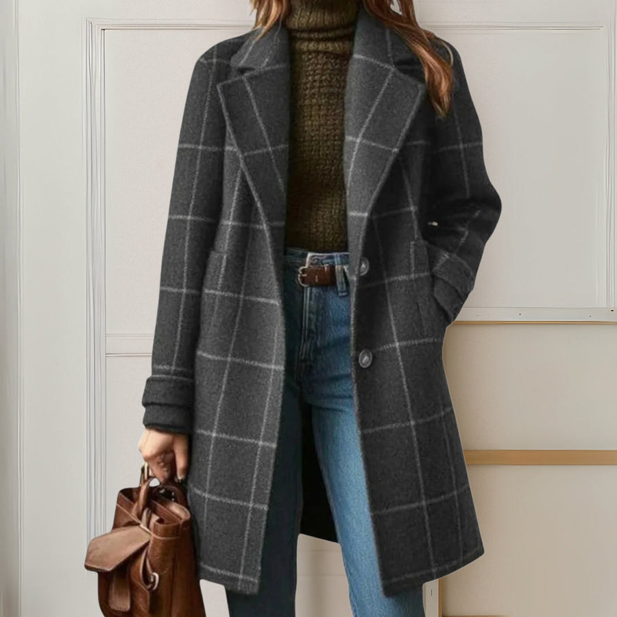 Lana™ | Long Tweed Plaid Coat