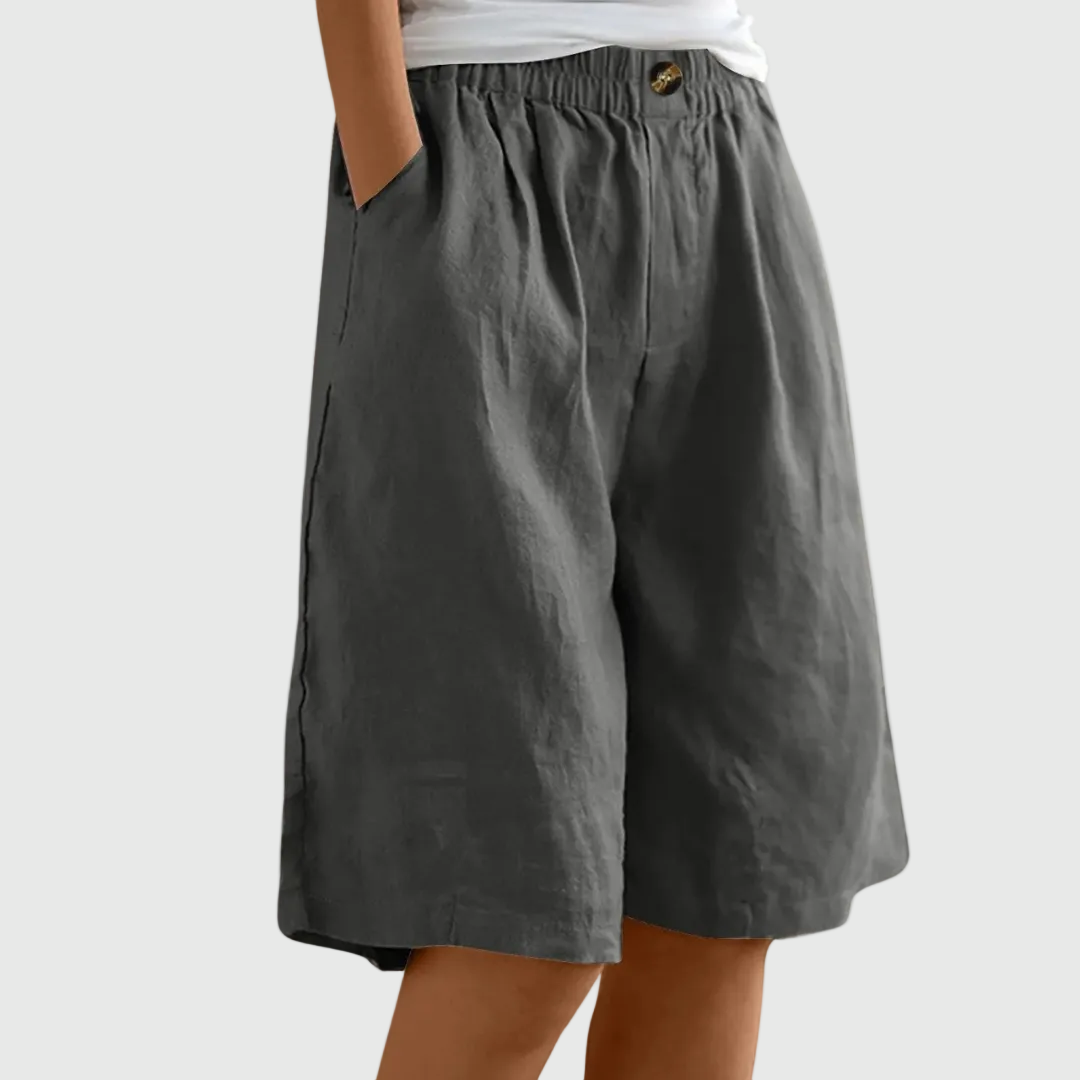 Marie Wide-Leg Elastic Waist Shorts – Dark Grey
