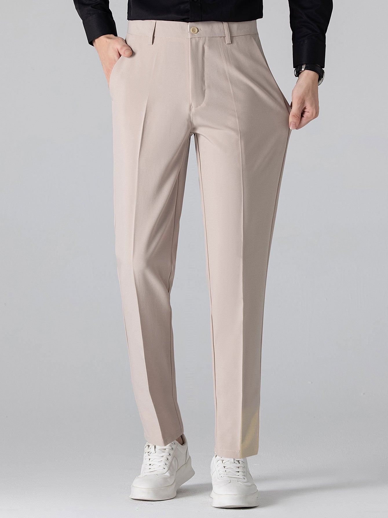 Contrast Geometry Jacquard Knit Polo & Slim Fit Tapered Trousers