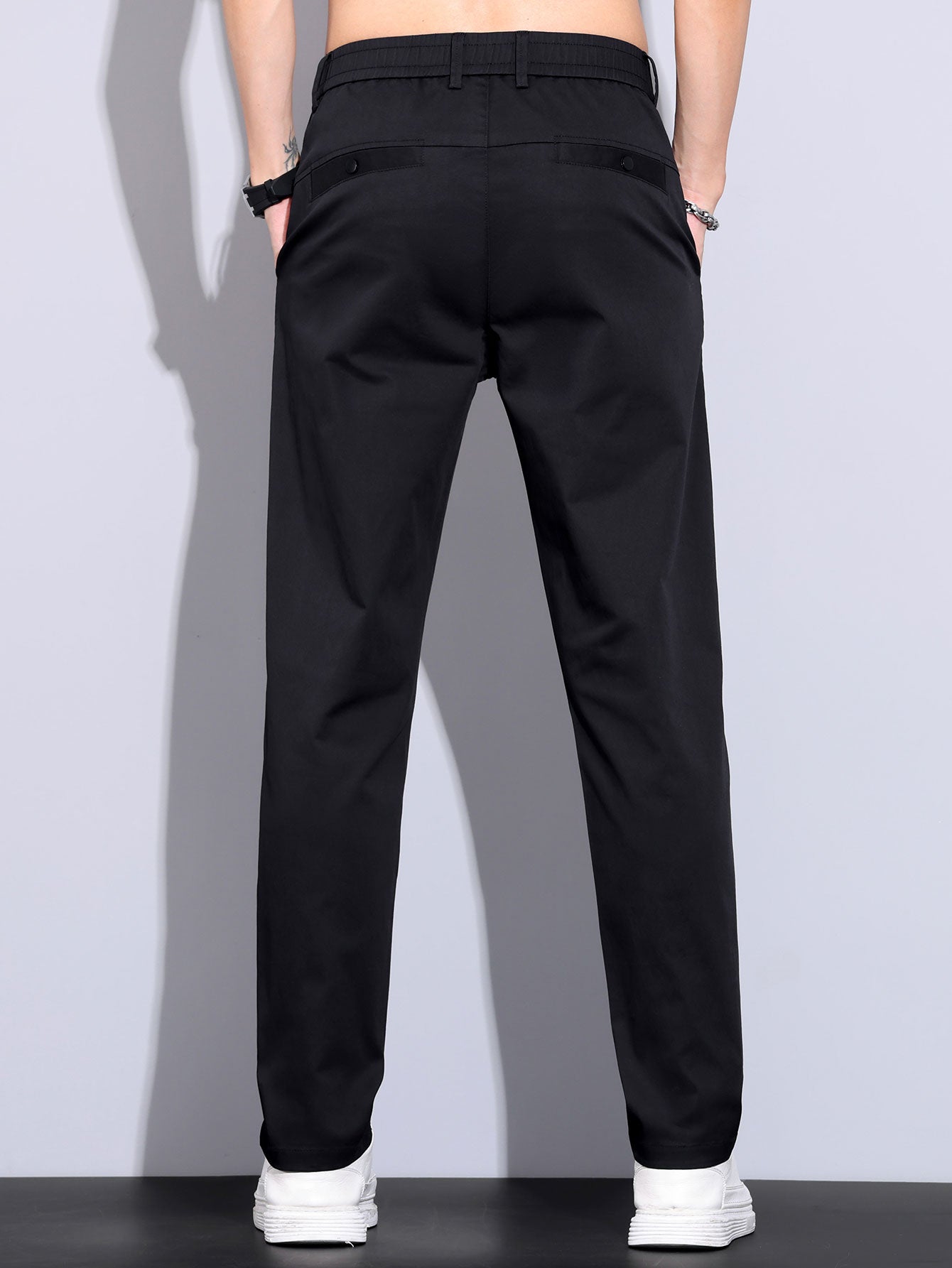 Twist Knit Polo & Elastic Waist Straight Leg Trousers