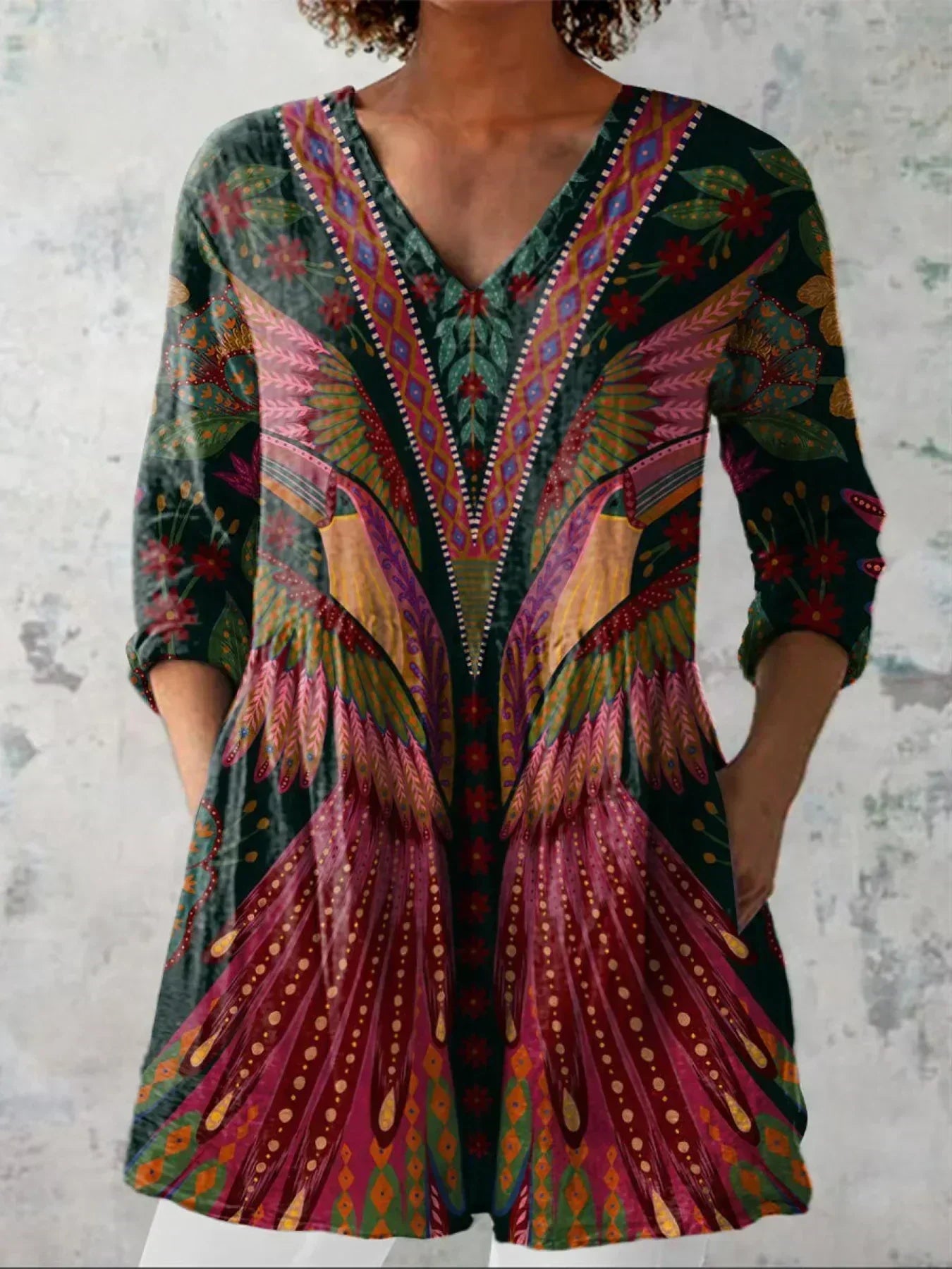Scone | Tropical Bird V-Neck Shirt