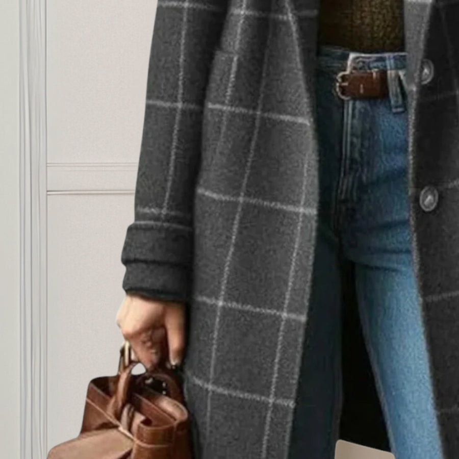 Lana™ | Long Tweed Plaid Coat