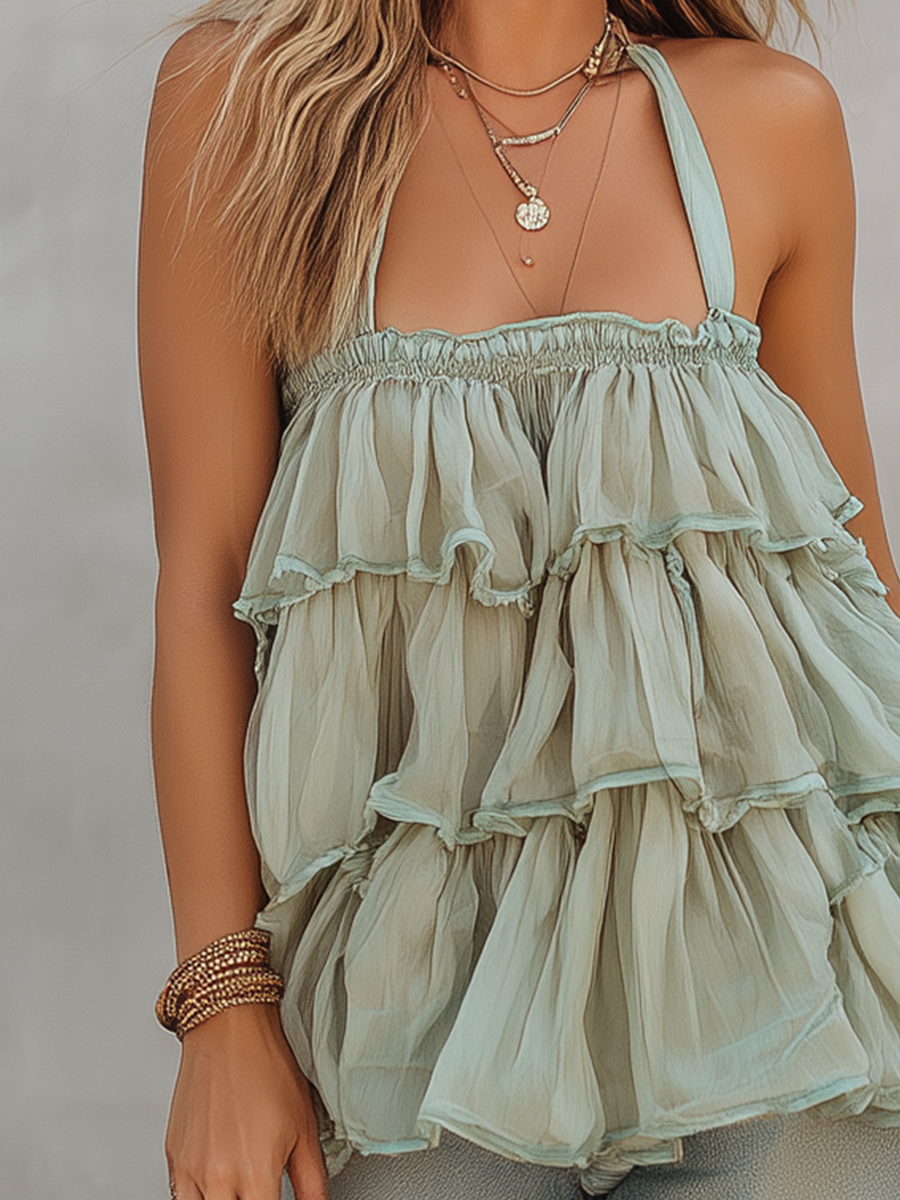 Delicate Tiered Ruffle Cami Top