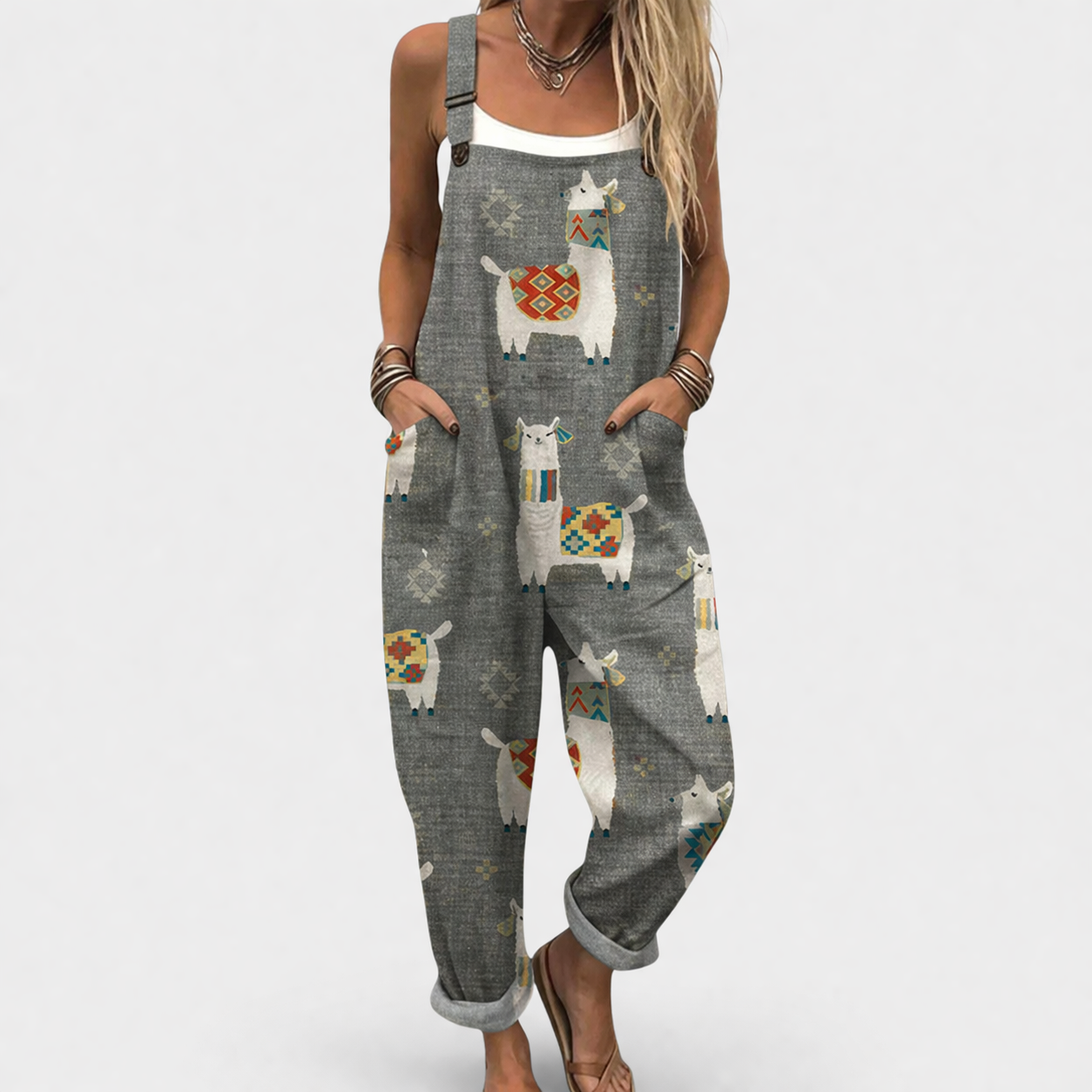 Comfortable Printed Overalls