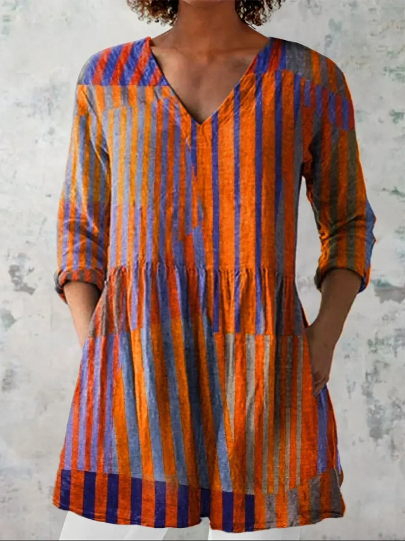 Wester | Colorblock Stripe V-Neck Shirt