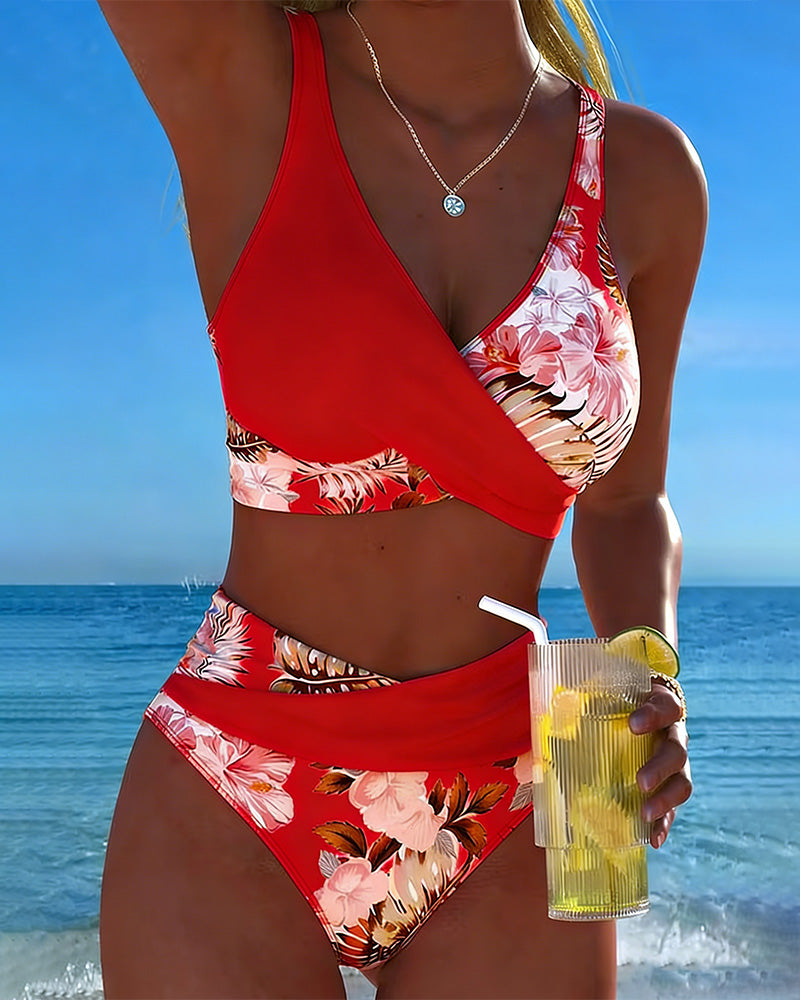 Jolina™ | Floral Contrast Split Bikini