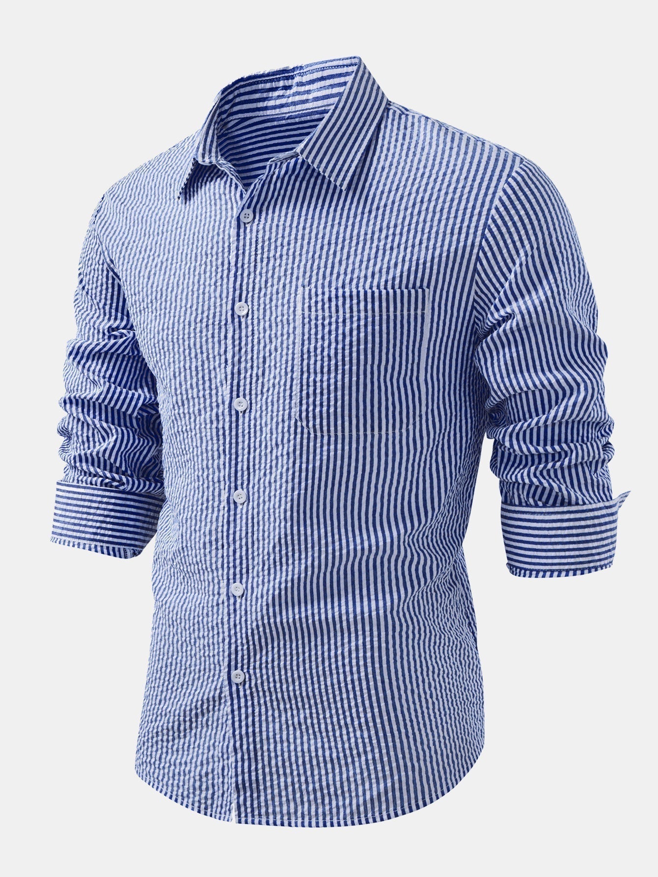 Striped Button-Up Seersucker Shirt