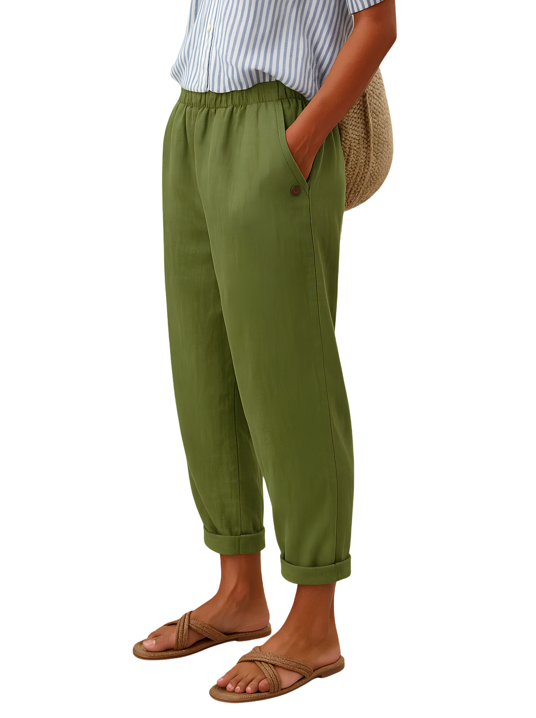 Noraya Natural Comfort Pants - Light Green