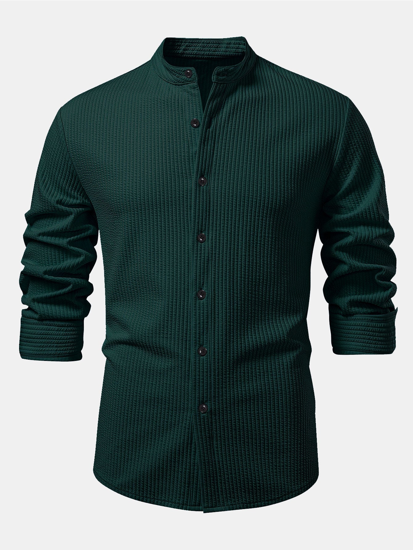 Ribbed High Neck Shirt, Muscle Fit, Long Sleeves