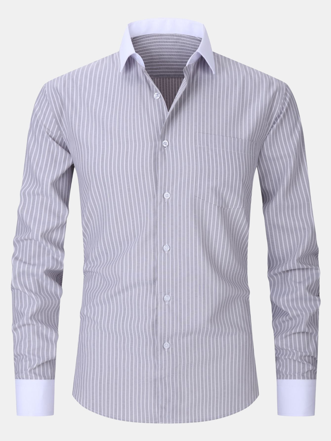 Contrast Collar Shirt with Stripes