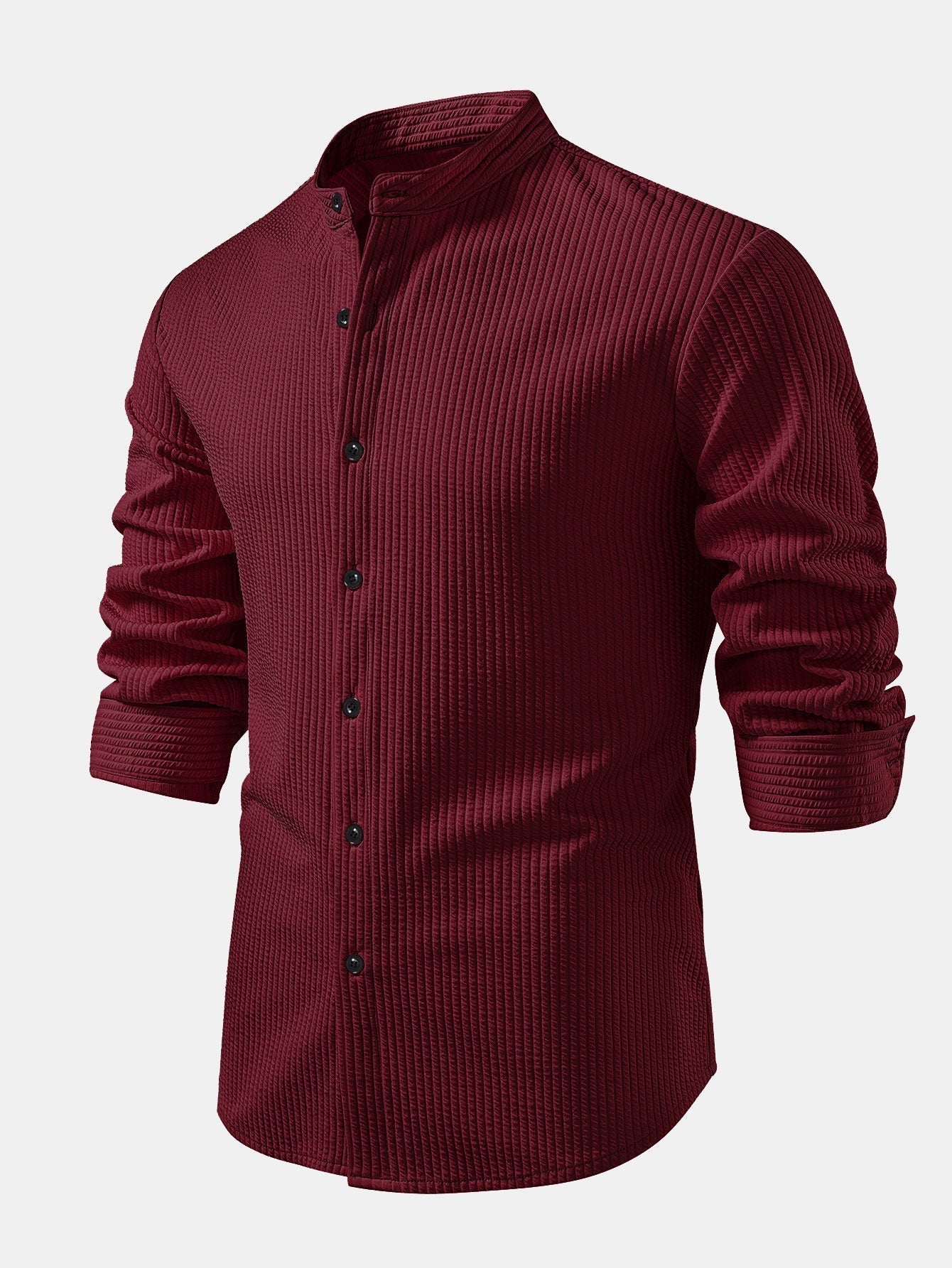 Ribbed High Neck Shirt, Muscle Fit, Long Sleeves