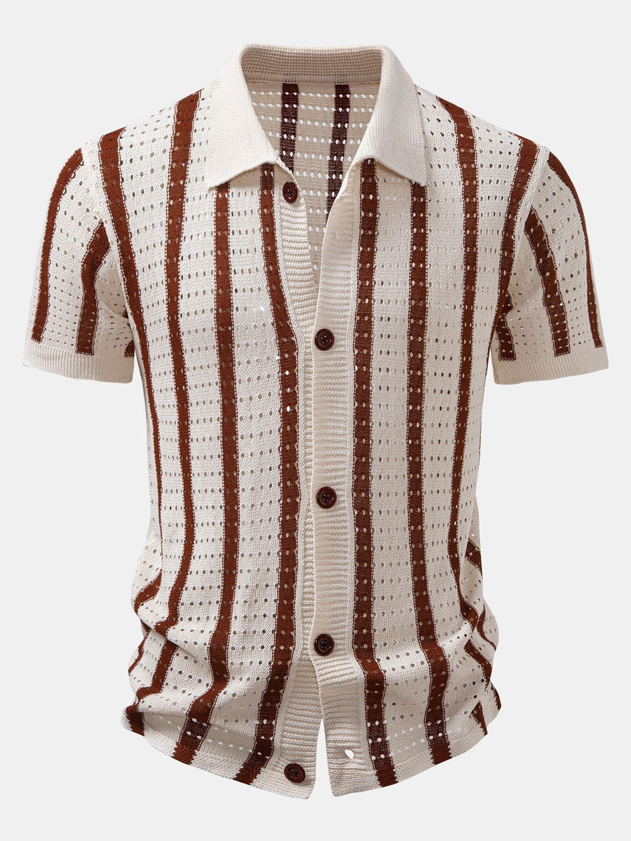 Striped Eyelet Knit Shirt