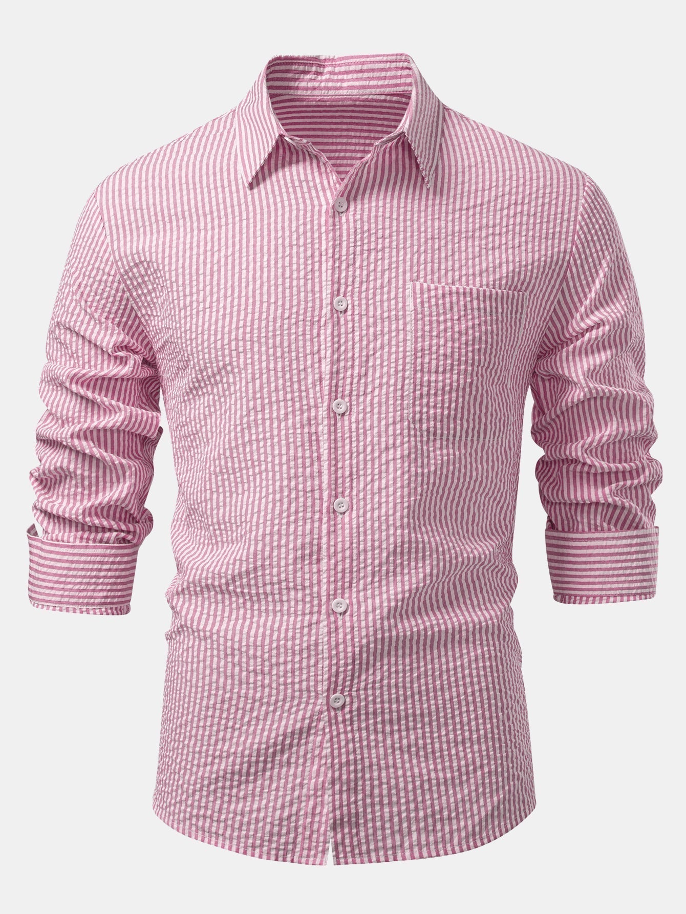 Striped Button-Up Seersucker Shirt