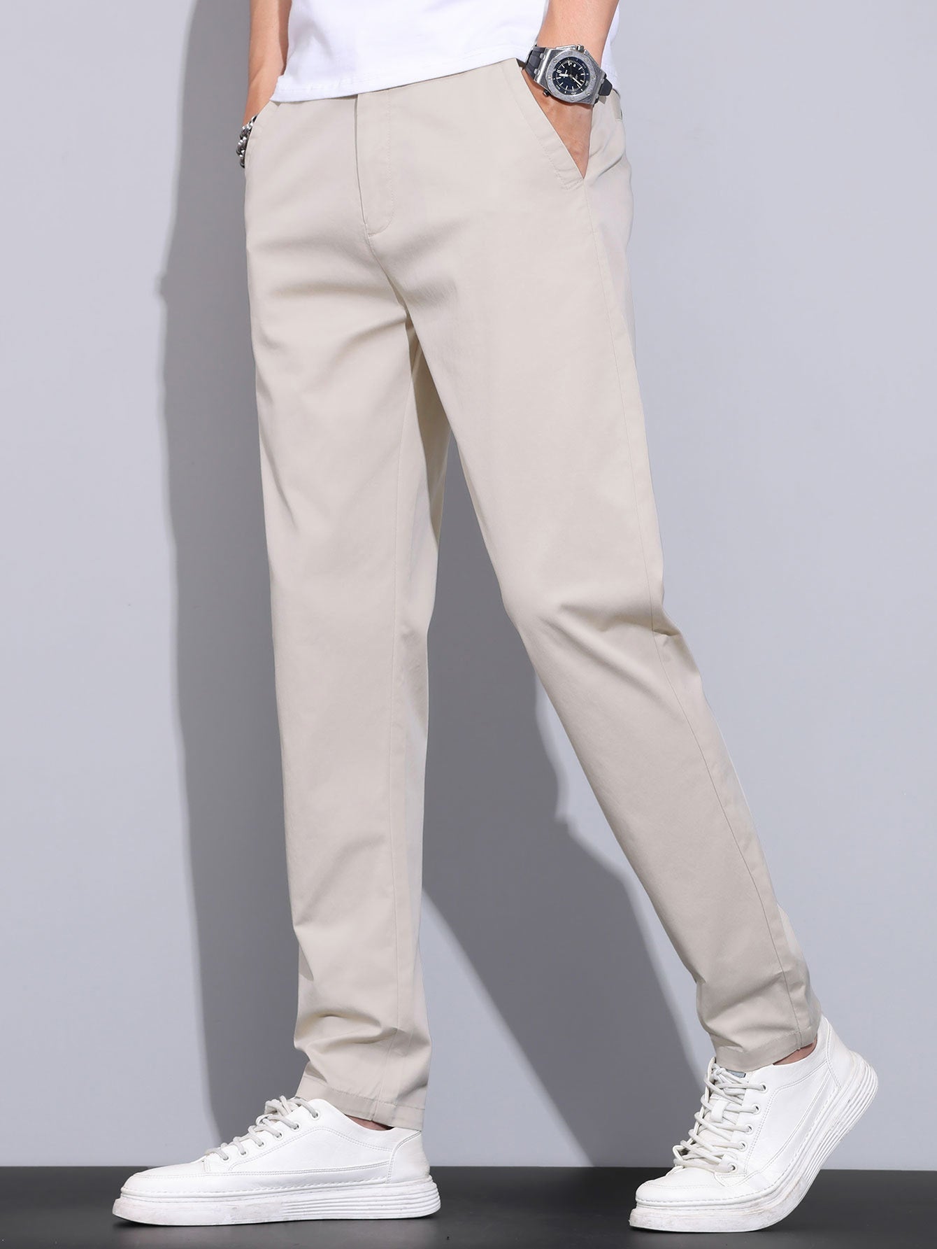 Twist Knit Polo & Elastic Waist Straight Leg Trousers
