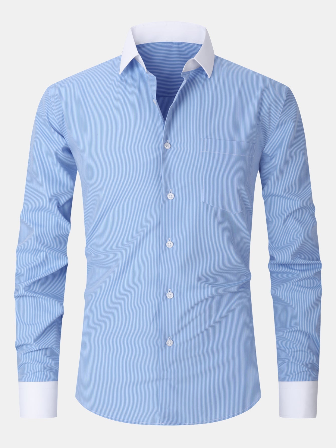 Dress Shirt with Striped Contrast Collar