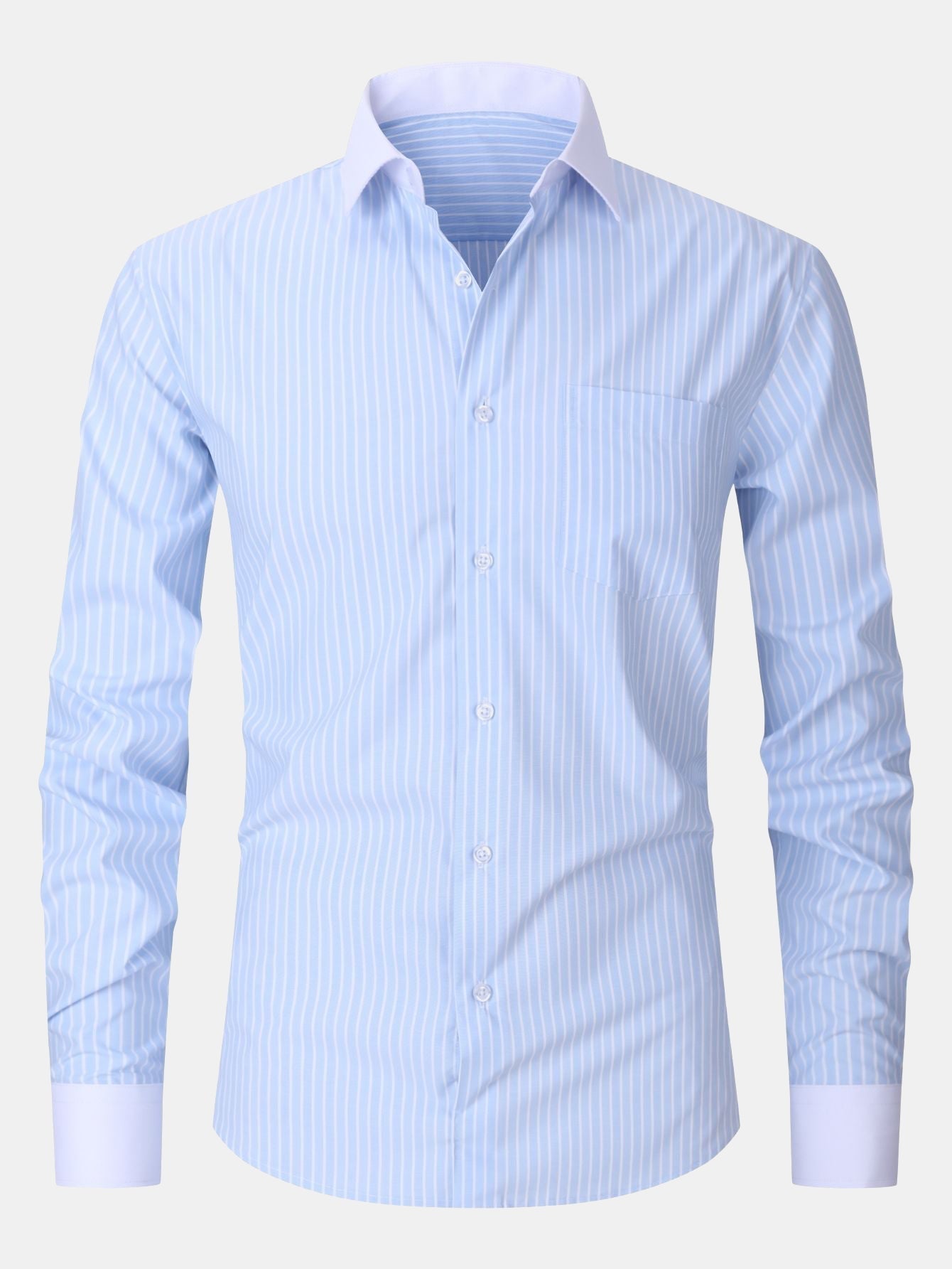 Contrast Collar Shirt with Stripes