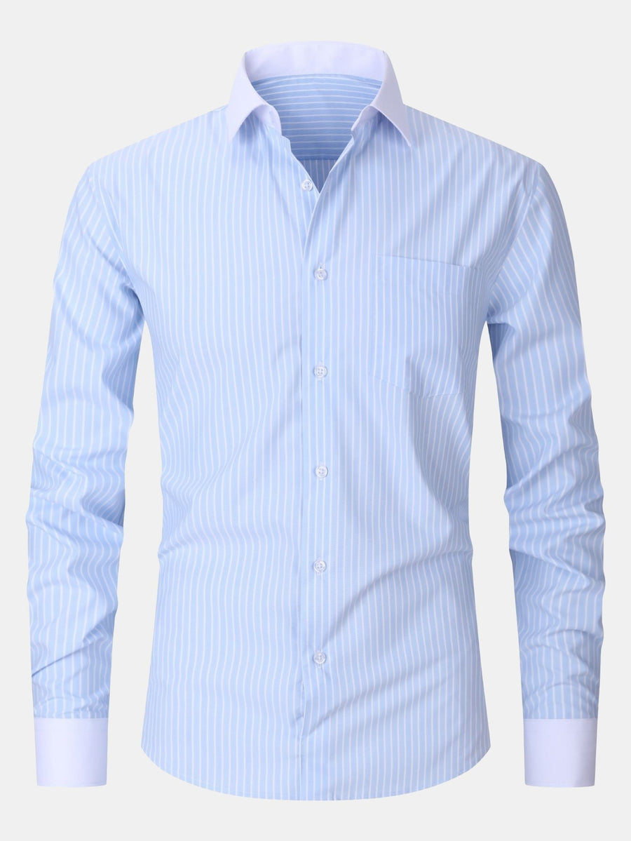 Contrast Collar Shirt with Stripes