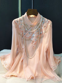 Elegant Lotus Pink Sleeve Loose Shirt