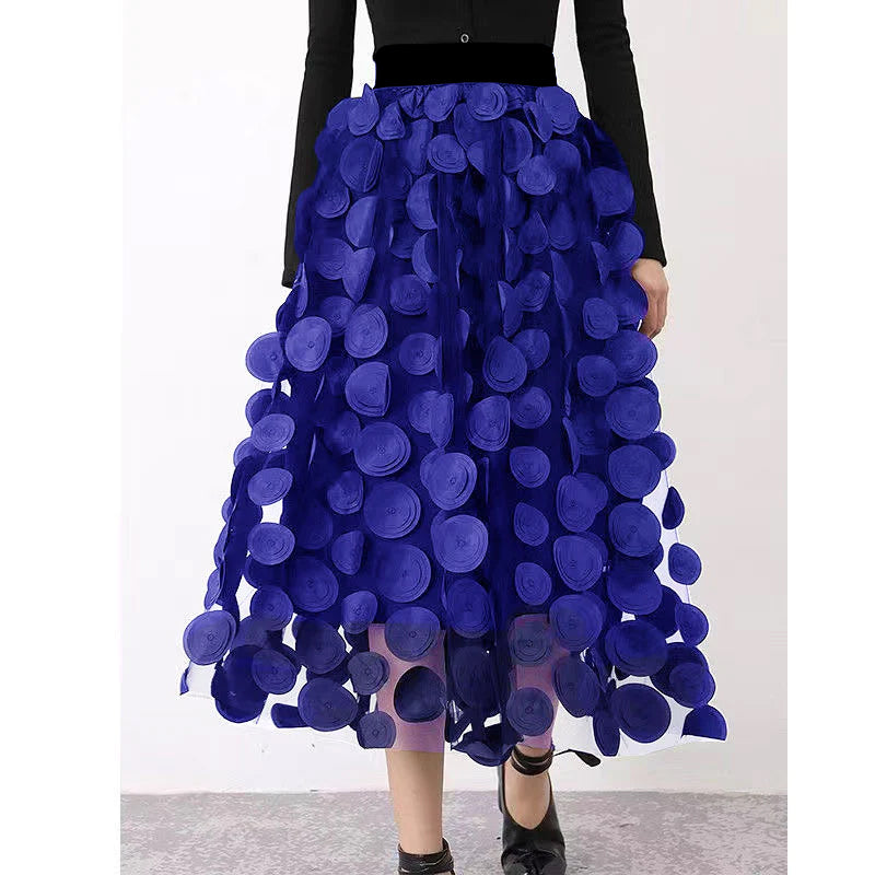 Elegant Black Dot Skirt Fall