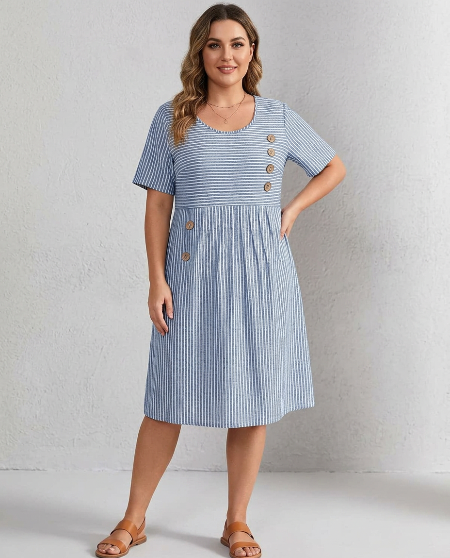 Pia - Striped Button Dress
