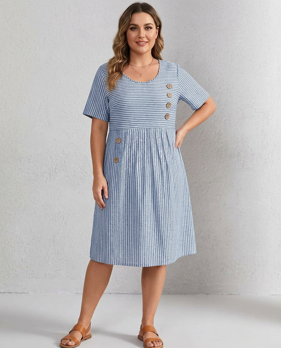 Pia - Striped Button Dress