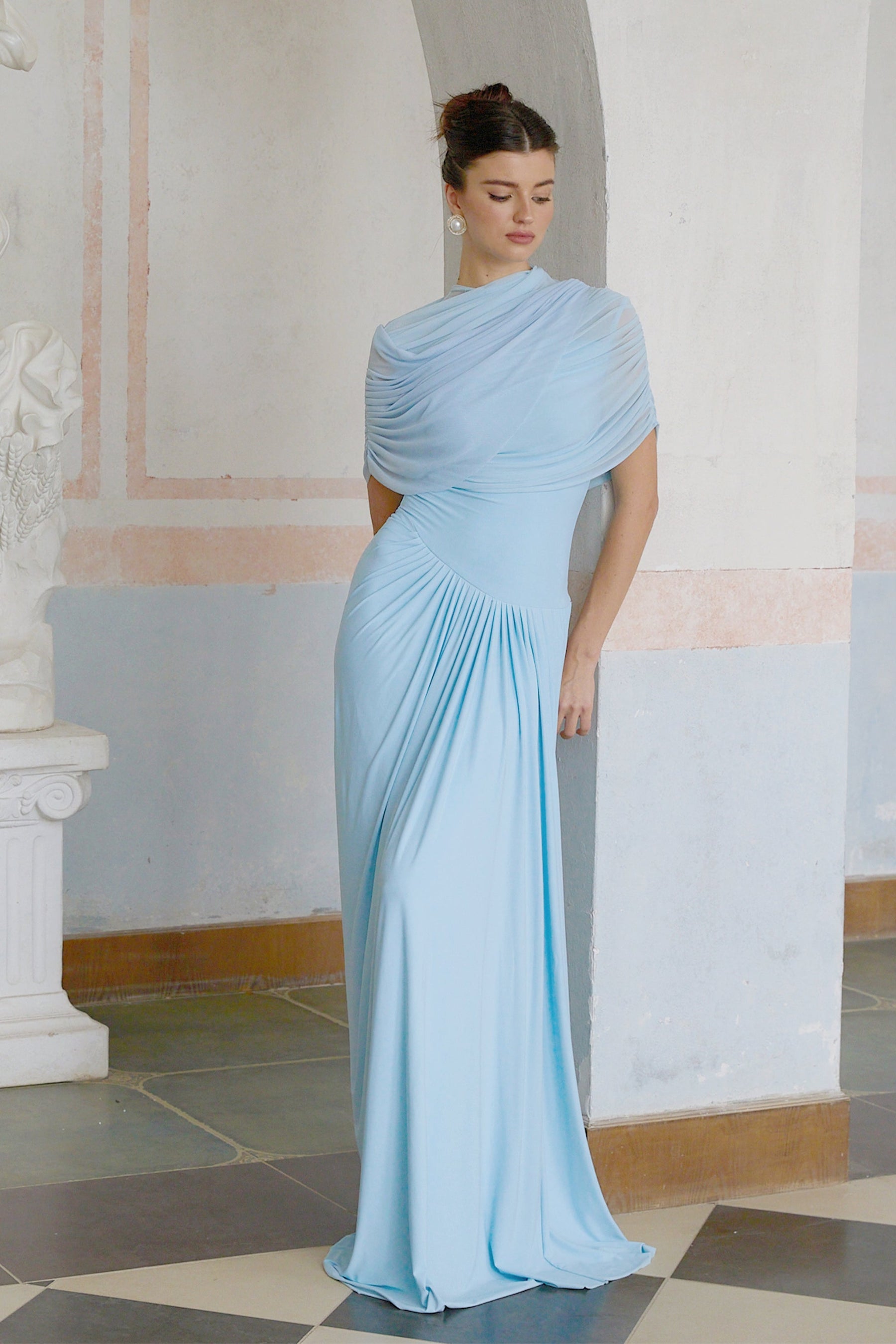 Noelle Sky Pleated Dress