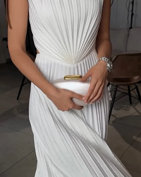 Top Pleated Fan Blade Split Dress