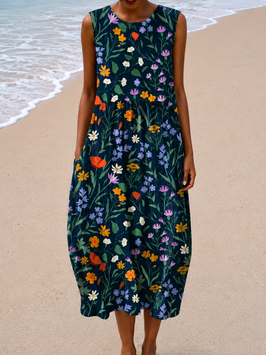 Zoe - Women’s Sleeveless Relaxed Fit Midi Dress