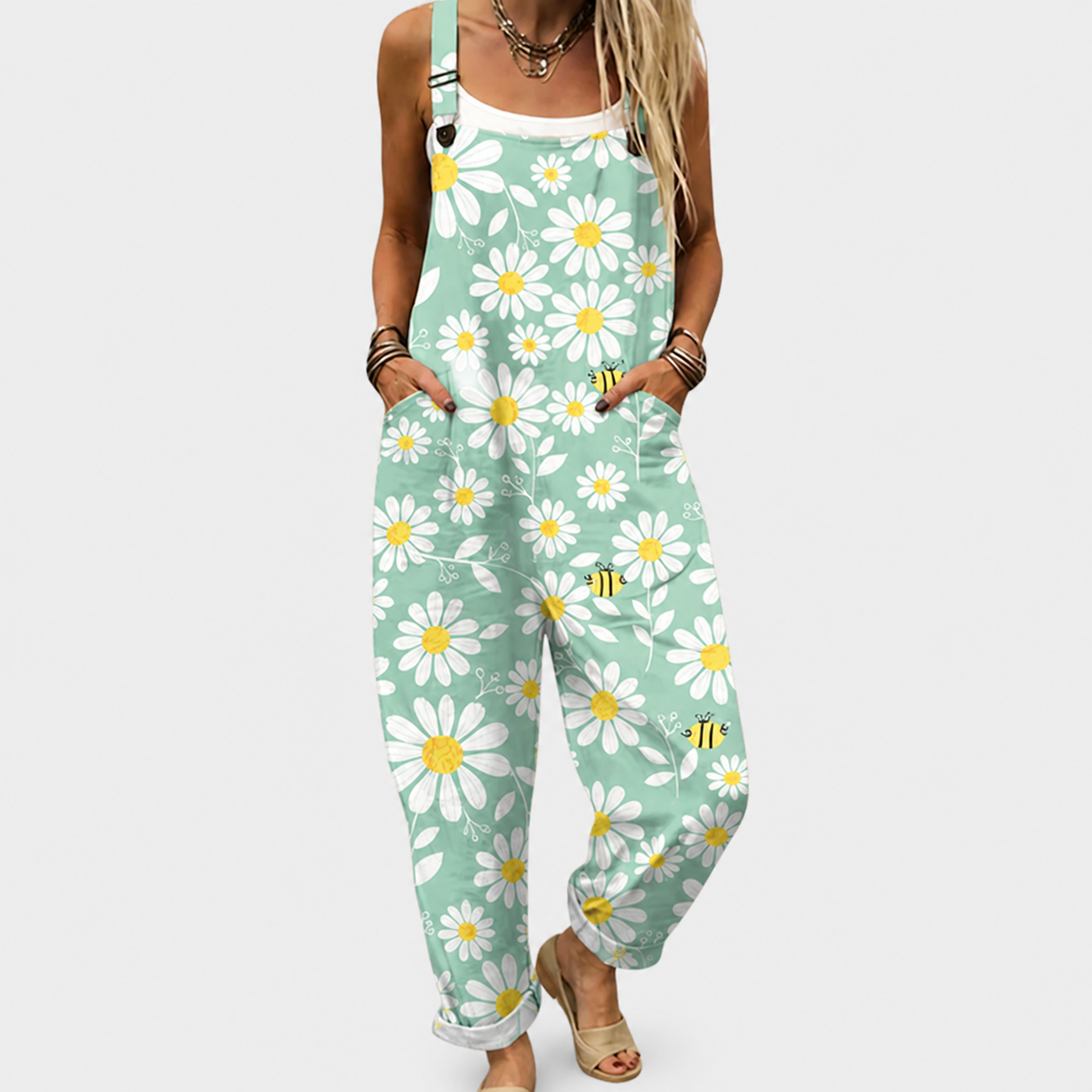 Comfortable Printed Overalls