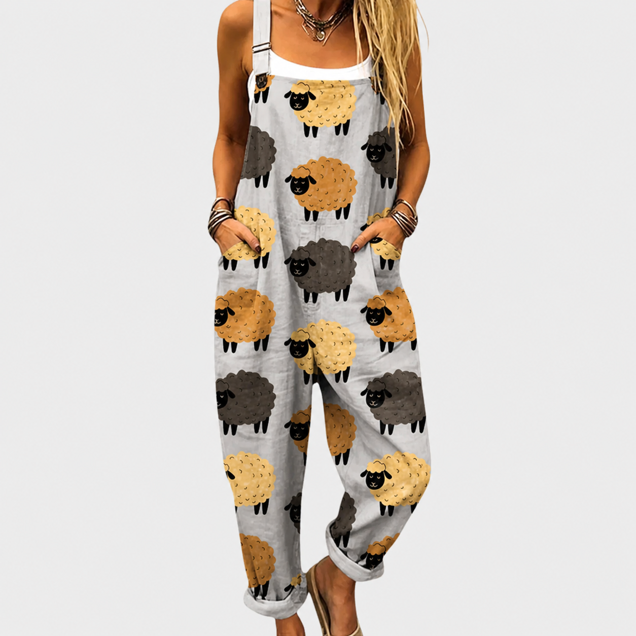 Comfortable Printed Overalls
