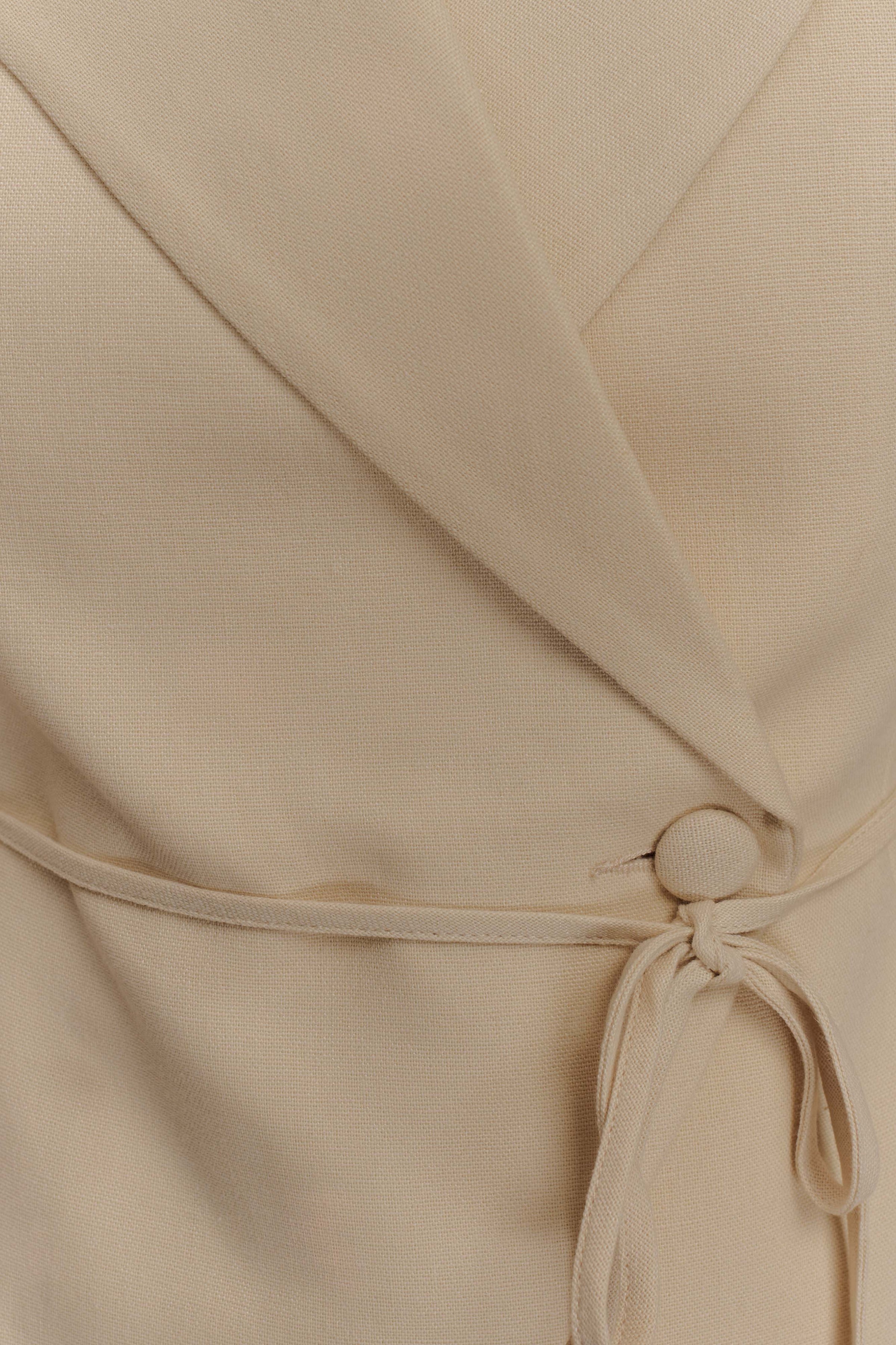 Tina short-sleeved linen blouse - natural beige