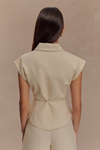 Tina short-sleeved linen blouse - natural beige