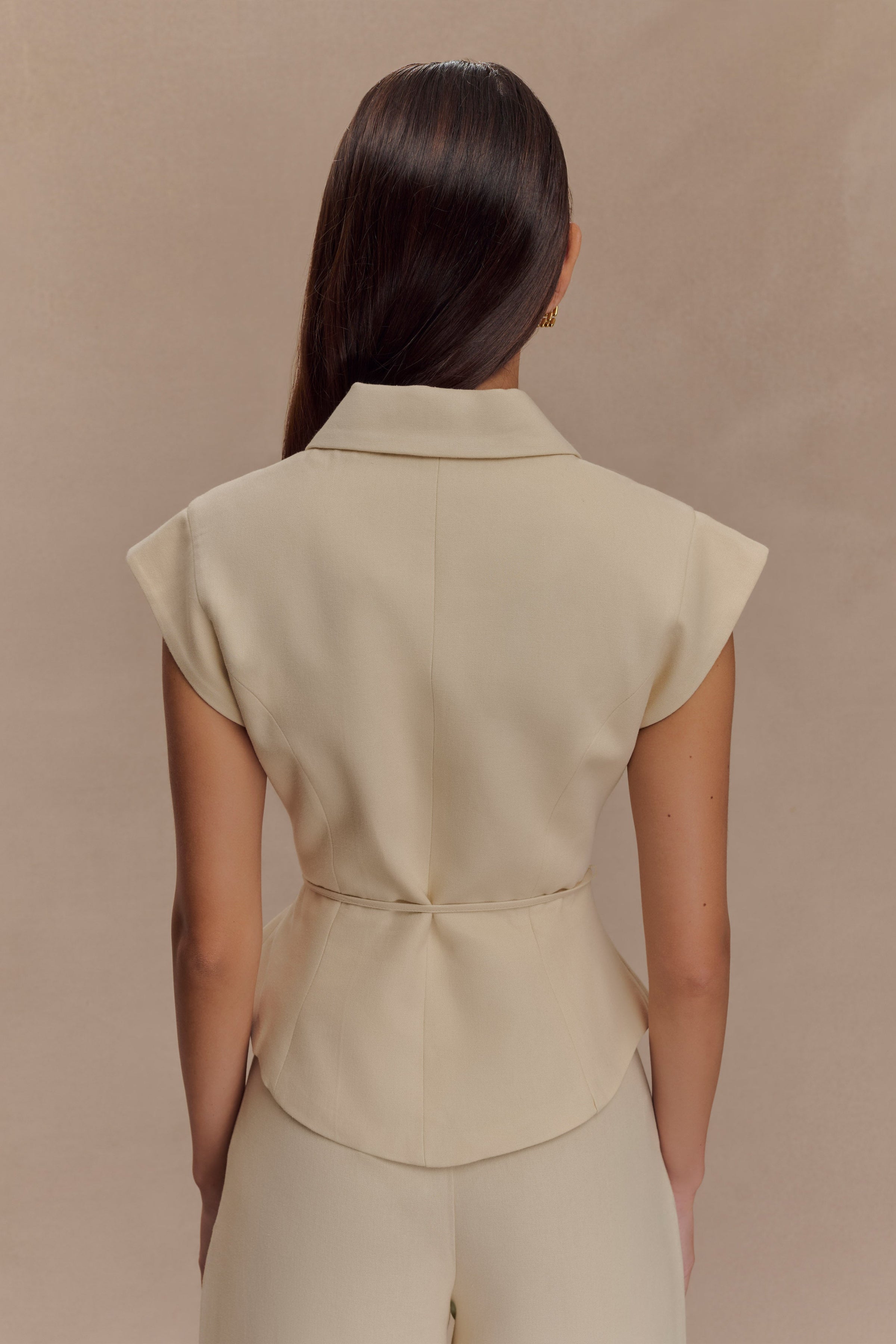 Tina short-sleeved linen blouse - natural beige