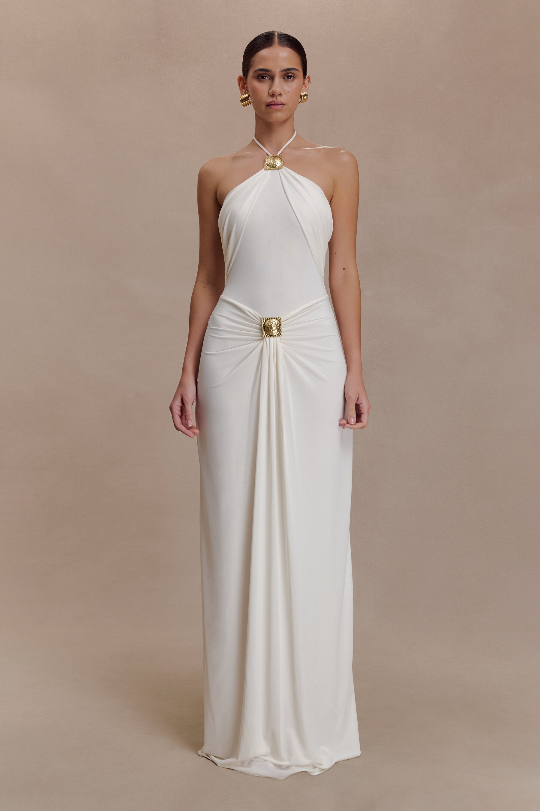 Lucy Halter Maxi Dress With Hardware - Ivory