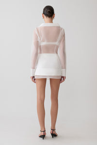 Lea Organza Cross Over Shirt - White