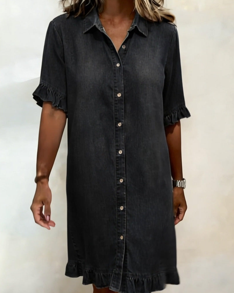 Aveline | Comfortable Denim Dress with Flattering Pleats